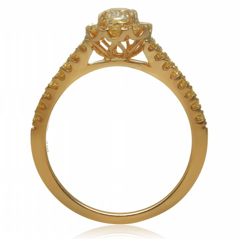 18K Yellow Gold Yellow Diamond Halo Ring (0.46ct YD, 0.55ctw WD)
