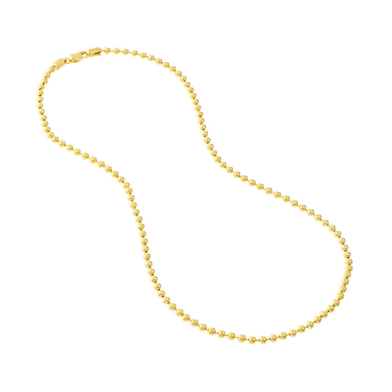 14K Yellow Gold 3.5mm Bead Chain Necklace (24")