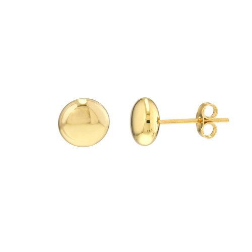 14K Yellow Gold 7mm Round Flat Pebble Stud Earrings