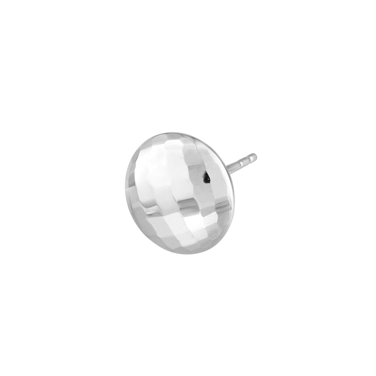 14K White Gold Mirror Finished Button Stud Earrings