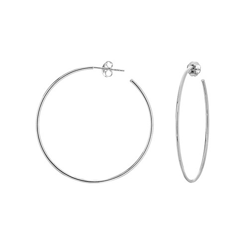 14K White Gold Large Post Hoop Earrings (40x1.2mm)