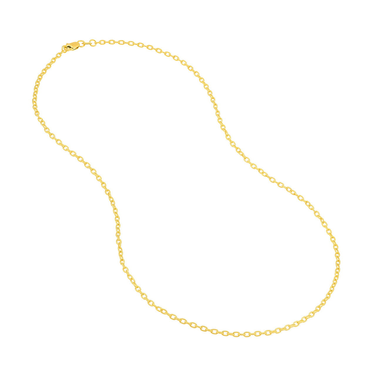 14K Yellow Gold Rolo Permanent Chain Necklace (1.90mm, 24")