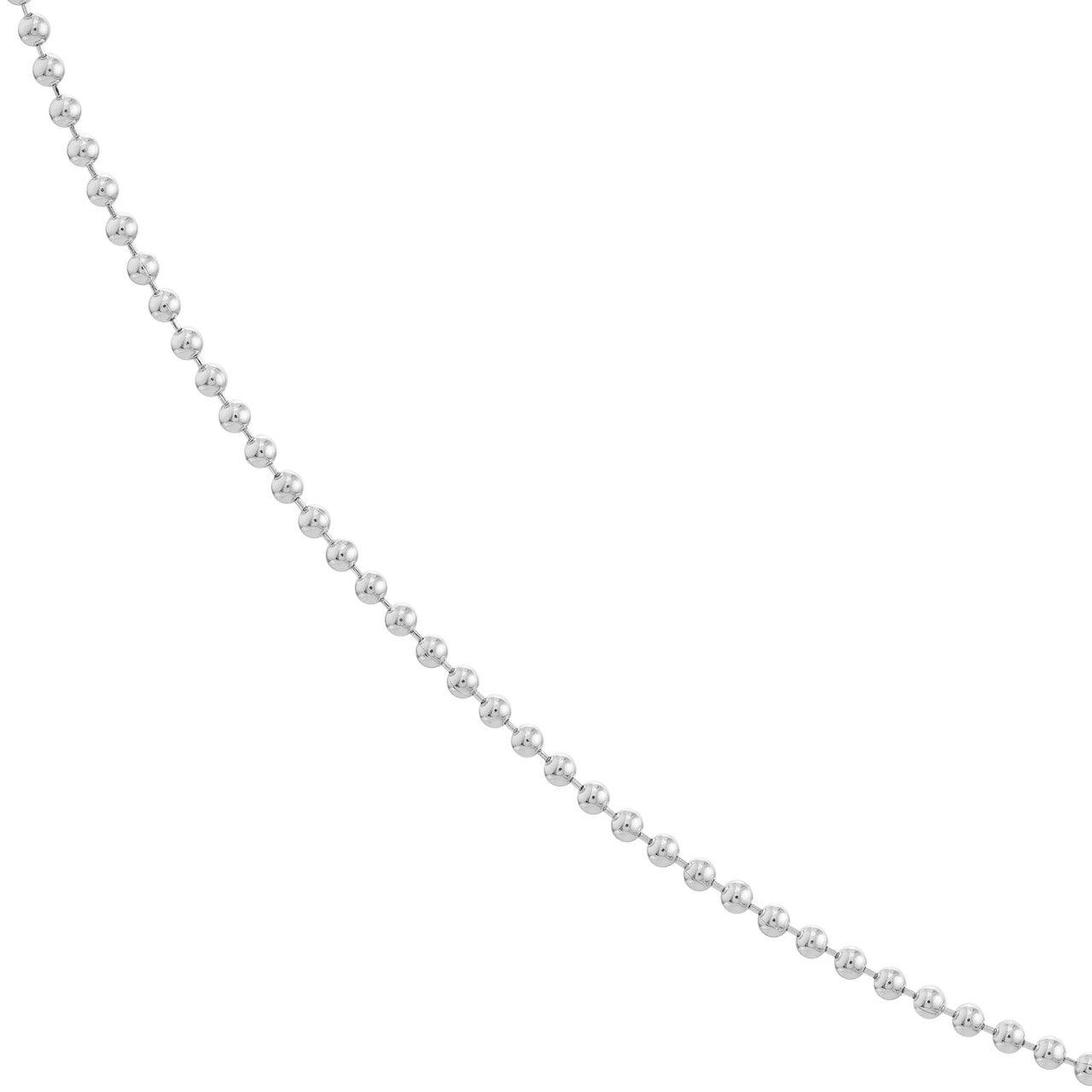 14K White Gold 1mm Bead Chain Necklace (18")