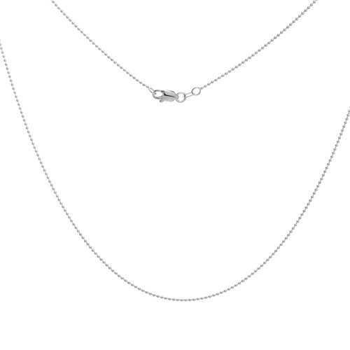 14K White Gold 1mm Bead Chain Necklace (18")