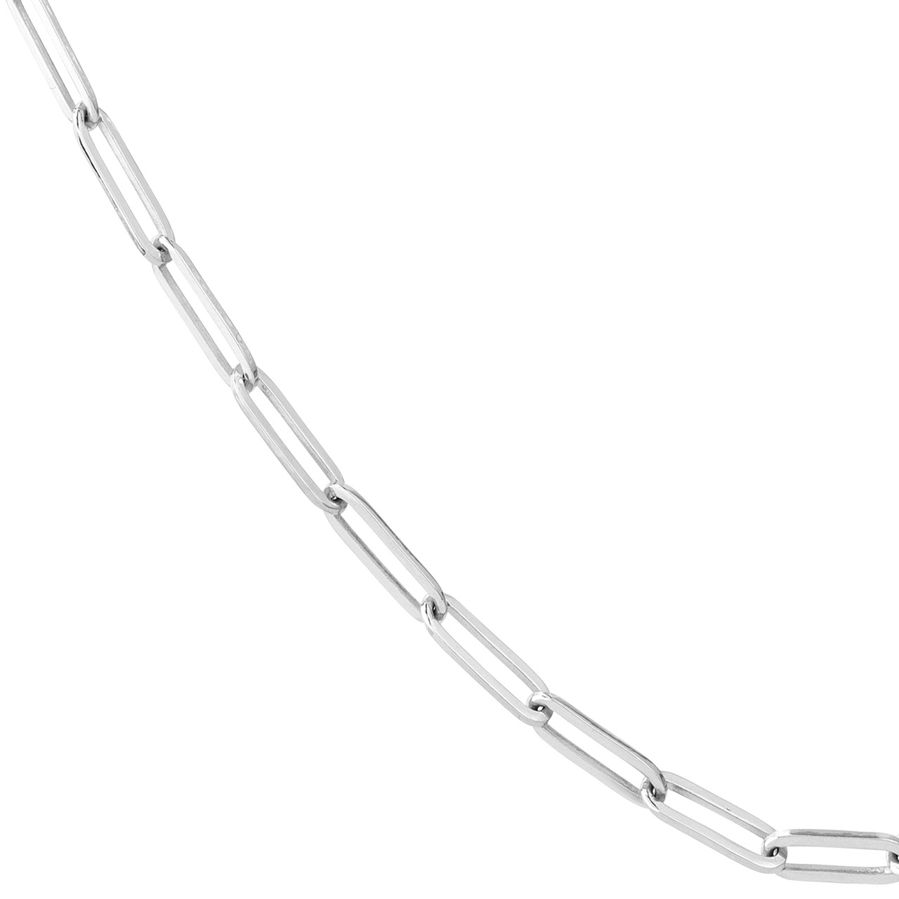 14K White Gold 3.85mm Paper Clip Chain Necklace (18")
