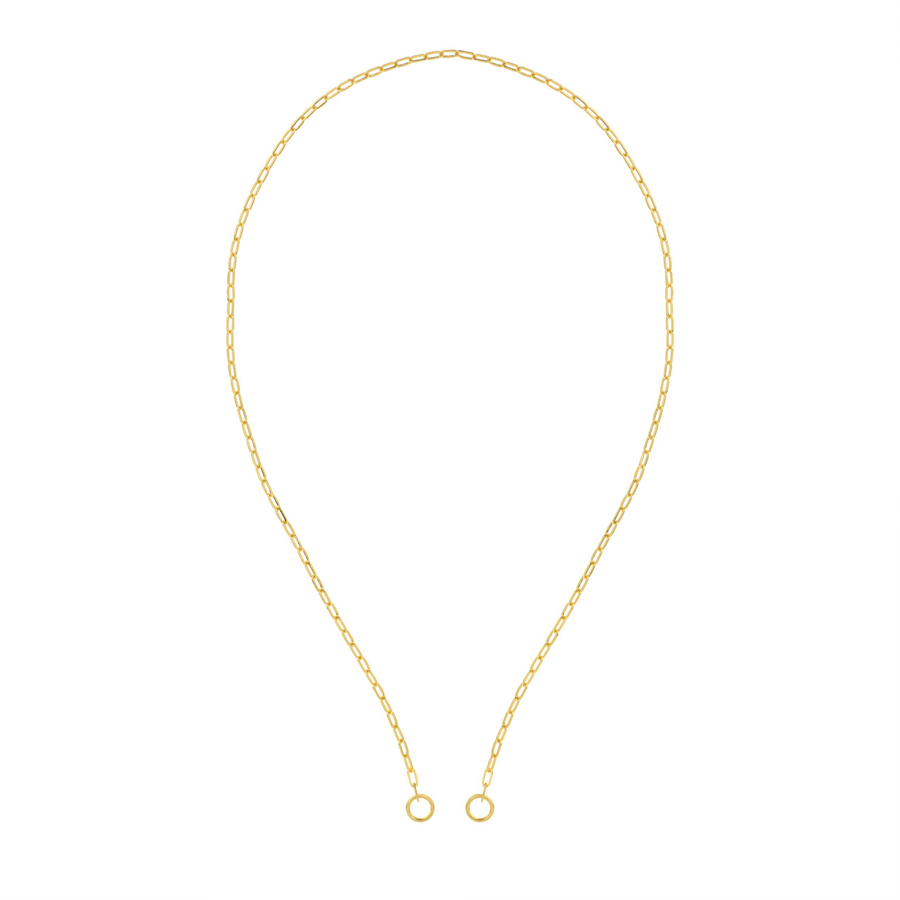14K Yellow Gold Open Paper Clip Chain Necklace (2.5mm, 20")