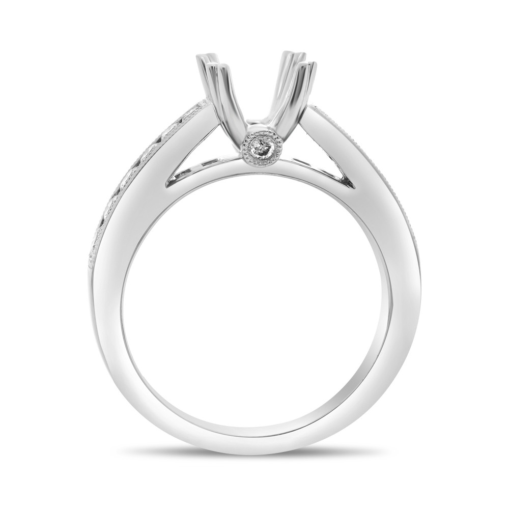 14K White Gold Diamond Double Prong Semi-Mount Ring (0.50ctw)