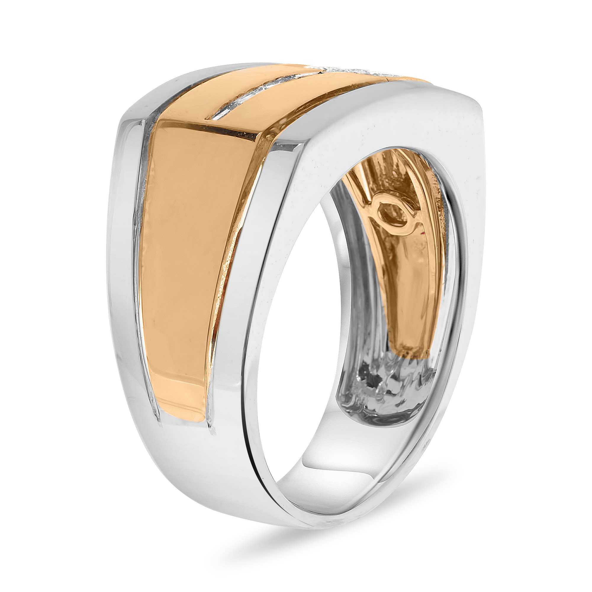 14K Rose & White Gold Diamond Wide Men's Band (0.35ctw)