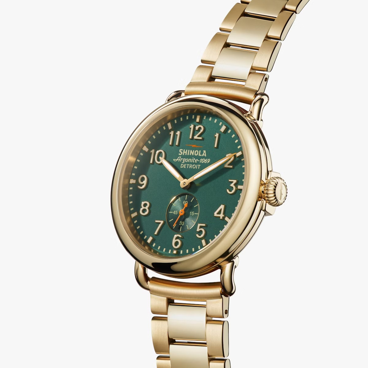 Shinola 41mm Runwell Watch - Green Dial, Stainless Steel/Gold Bracelet