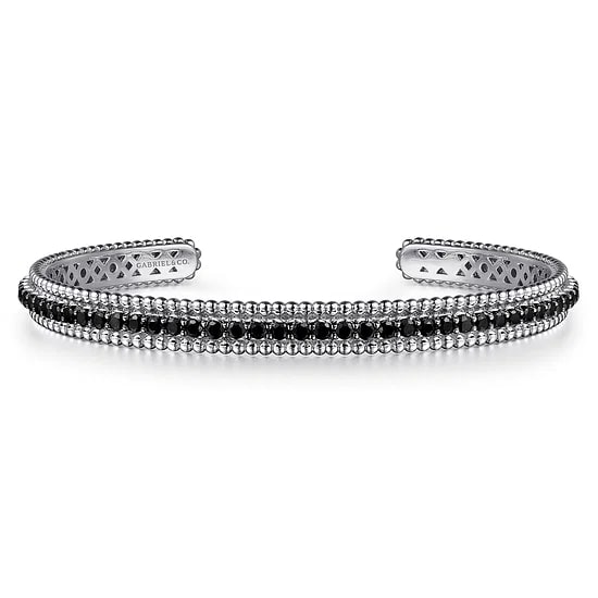 Gabriel & Co. Sterling Silver Black Spinel Bangle Cuff Bracelet