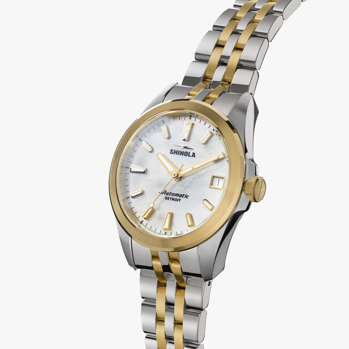 Shinola 36mm Monster Circadian Watch - MOP Dial, Two-Tone Bracelet