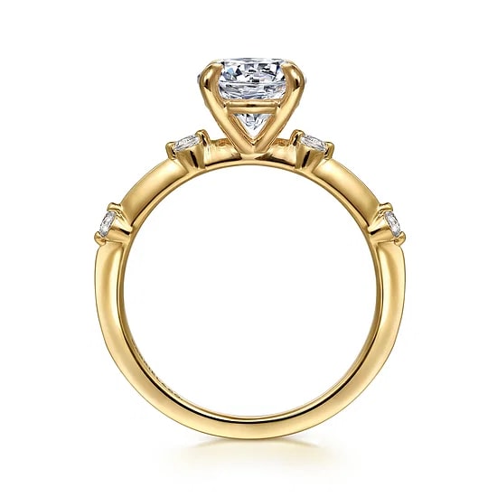 Gabriel & Co. 14K Yellow Gold Diamond Accent Knife Edge Solitaire Ring
