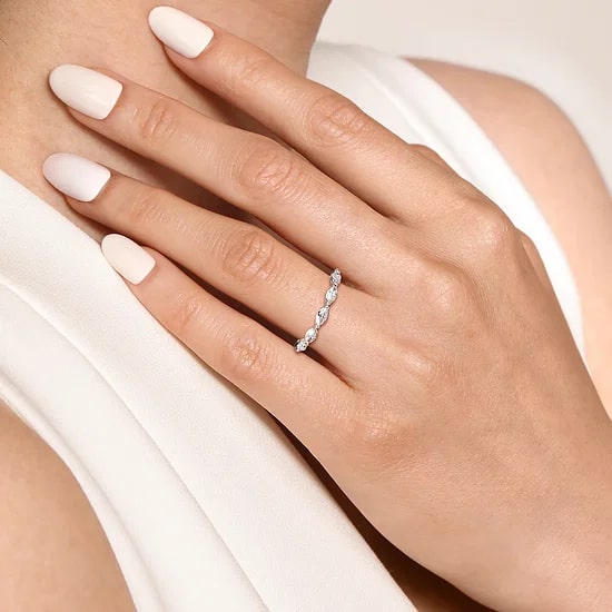 Gabriel & Co. 14K White Gold Marquise Diamond Anniversary Band