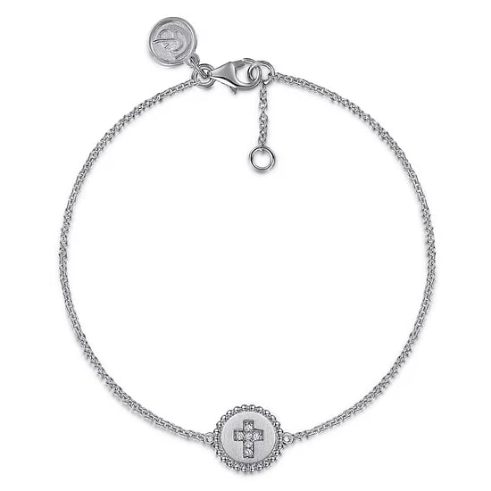 Gabriel & Co. Sterling Silver Diamond Pave Cross Bracelet