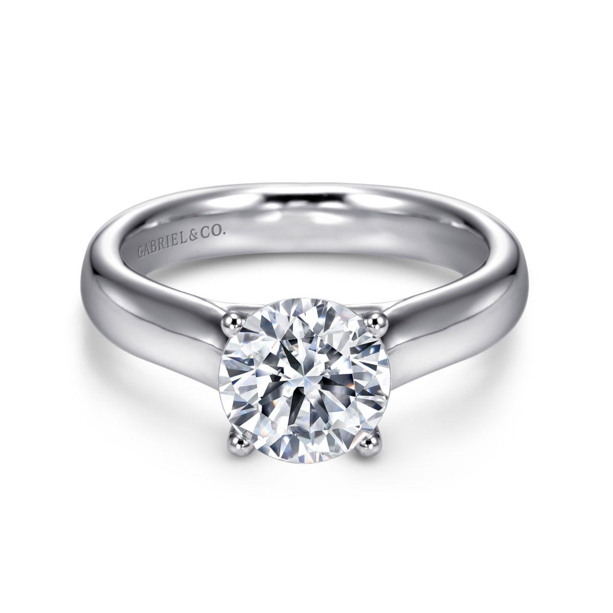 Gabriel & Co. 14K White Gold Trellis Solitaire Semi-Mount Ring (2ct CZ Center)