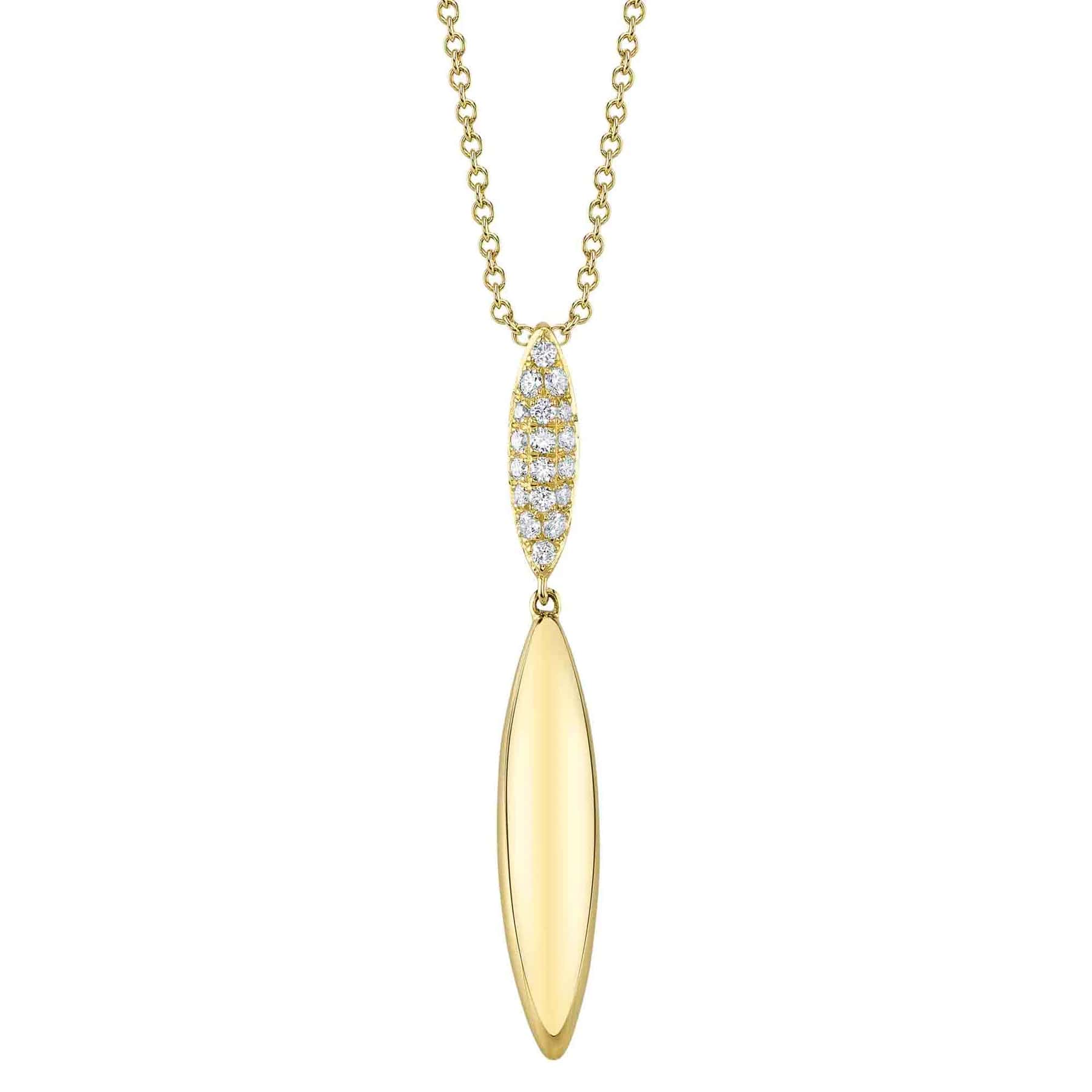 Shy Creation 14K Yellow Gold Diamond Pave Double Drop Pendant Necklace