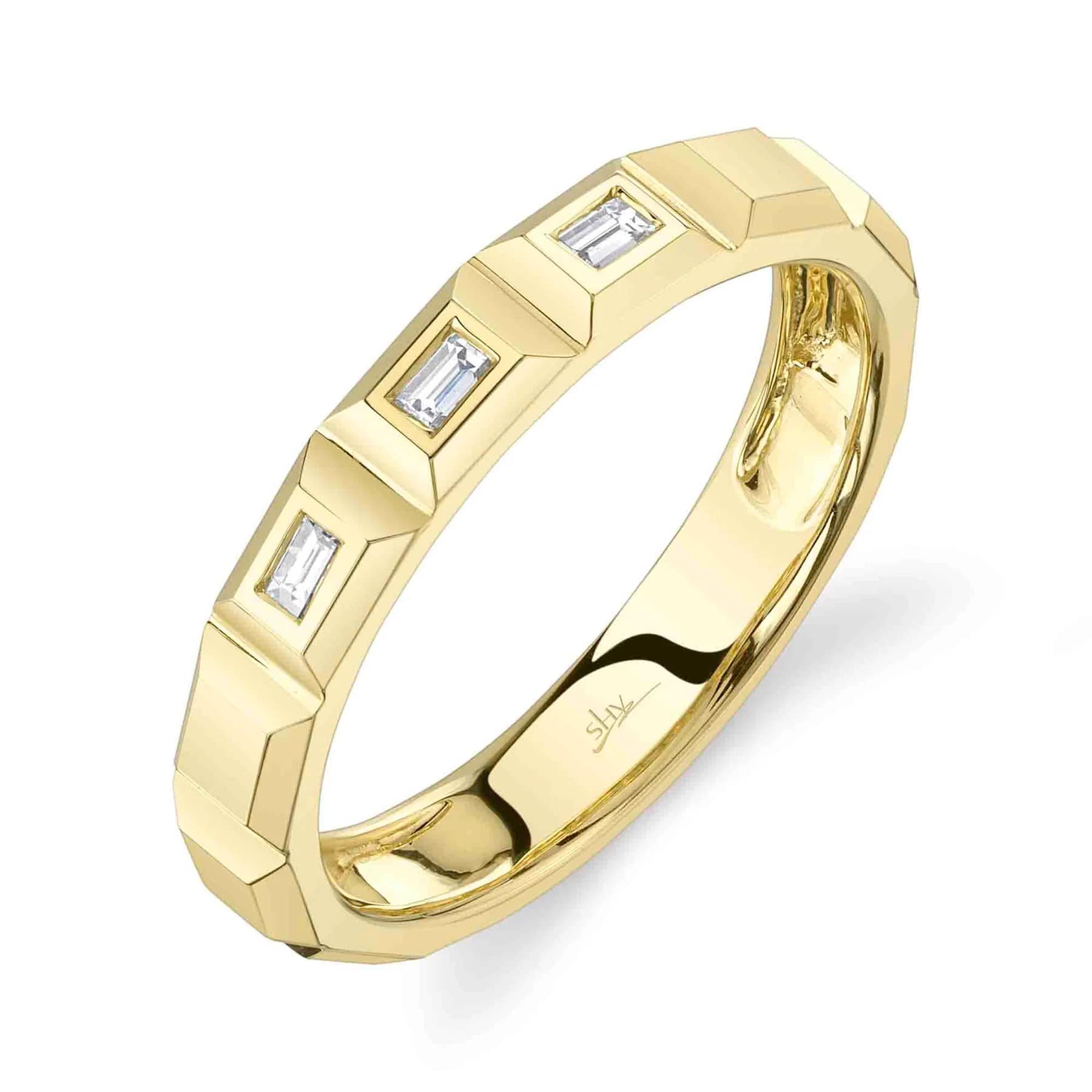 14KY .10CTW DIA BAGTTE GEO CUT RING