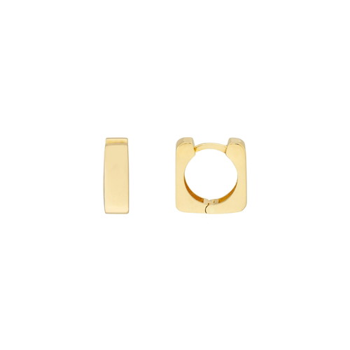 14K Yellow Gold Small Square Edge Huggie Earrings