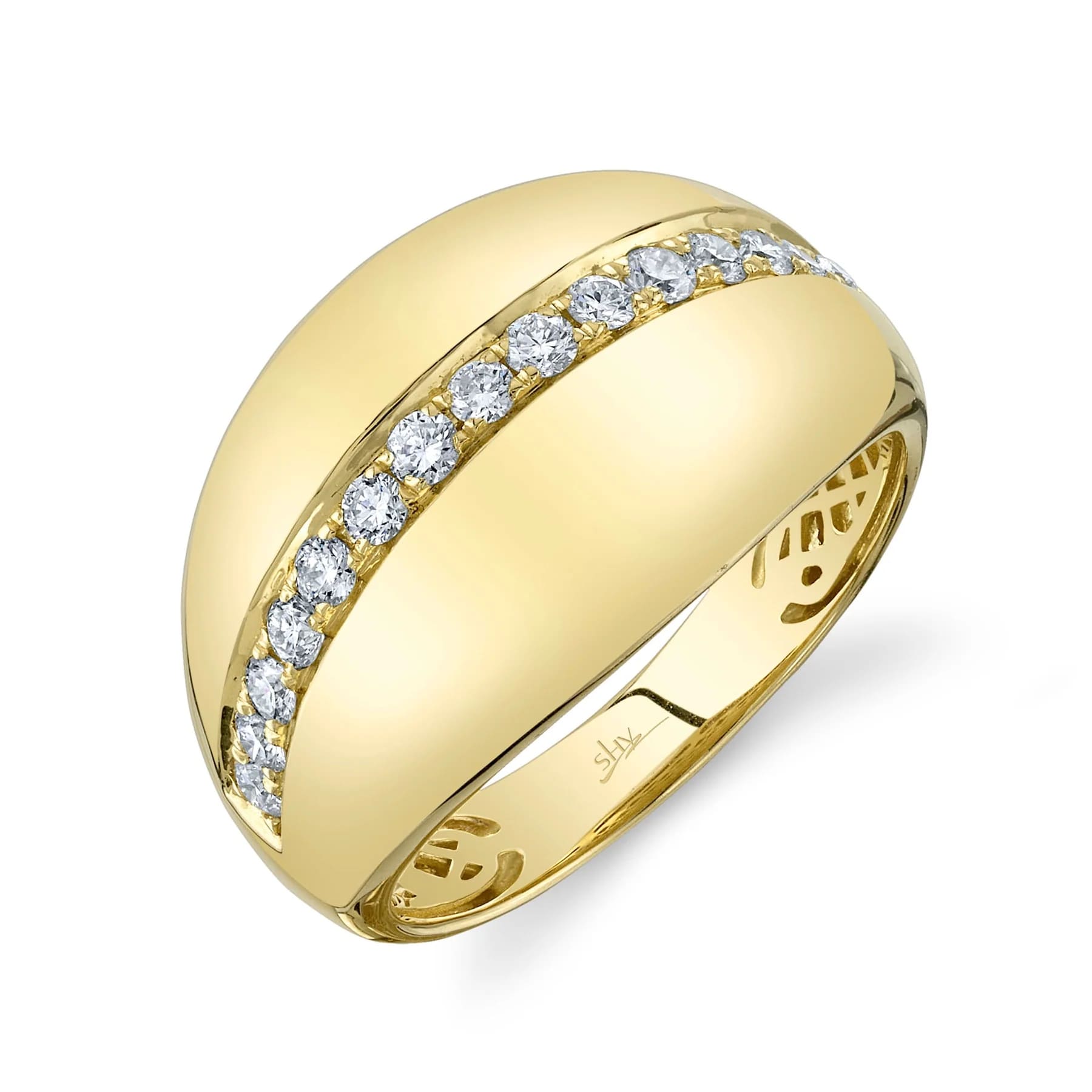 14KY .43CTW DIA CHANNEL PUFF DOME RING