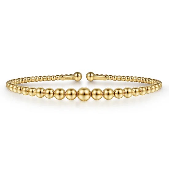 Gabriel & Co. 14K Yellow Gold Graduated Bead Bangle Bracelet