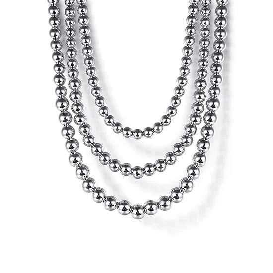 Gabriel & Co. Sterling Silver 3-Layer Beaded Necklace (16")