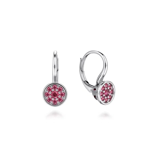 Gabriel & Co. Sterling Silver Pink Tourmaline Cluster Leverback Earrings