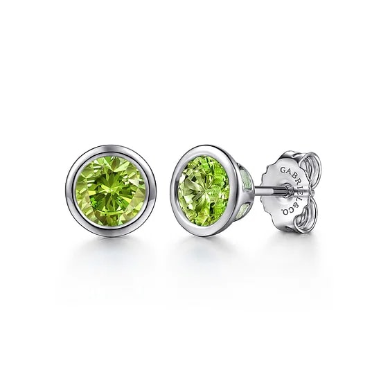 SS 1.82CTW PERIDOT BEZEL STUD EARR