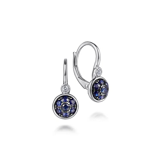 Gabriel & Co. Sterling Silver Blue Sapphire & Diamond Accent Cluster Leverback Earrings