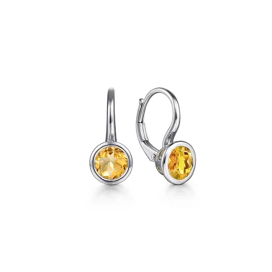 Gabriel & Co. Sterling Silver Citrine Leverback Bezel Earrings