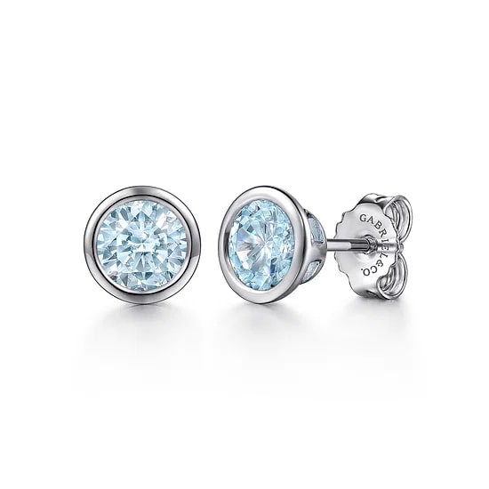 Gabriel & Co. Sterling Silver Aquamarine Bezel Stud Earrings