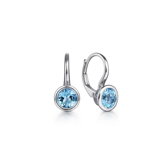 Gabriel & Co. Sterling Silver Swiss Blue Topaz Leverback Bezel Earrings