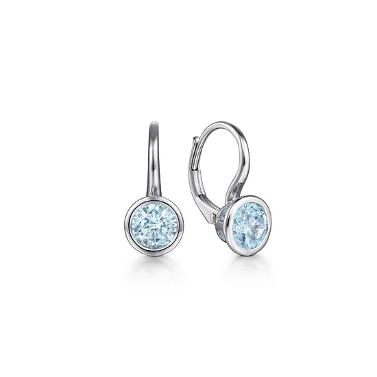 Gabriel & Co. Sterling Silver Aquamarine Leverback Bezel Earrings