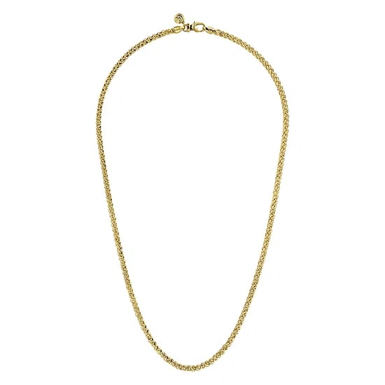 Gabriel & Co. 14K Yellow Gold Hollow Wheat Chain Necklace (22")