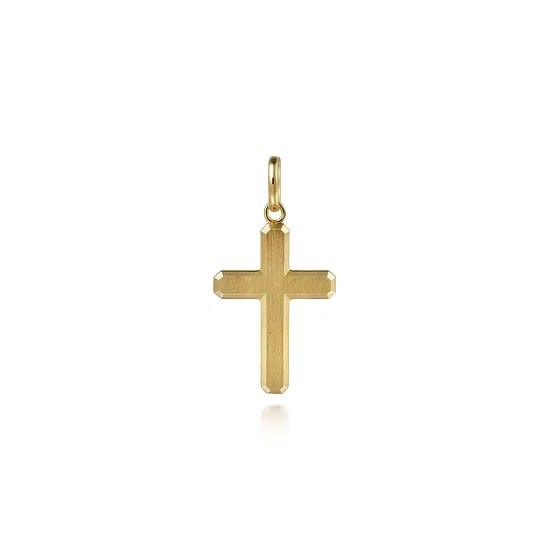 Gabriel & Co. 14K Yellow Gold Small Satin Cross Pendant