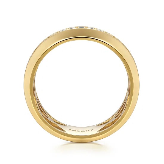 Gabriel & Co. 14K Yellow Gold Diamond Channel Satin Men's Wedding Band