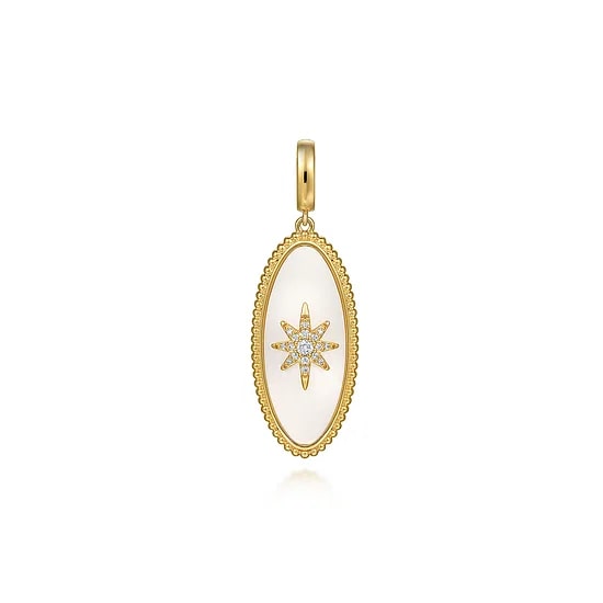 Gabriel & Co. 14K Yellow Gold MOP & Diamond Oval Northstar Pendant