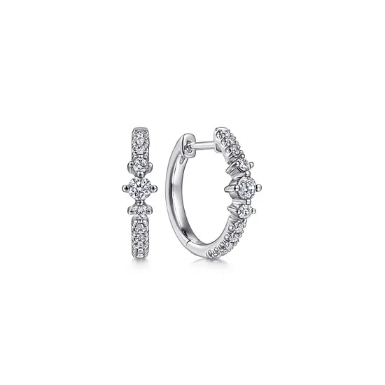 Gabriel & Co. 14K White Gold Diamond Pave Huggie Earrings (15mm)
