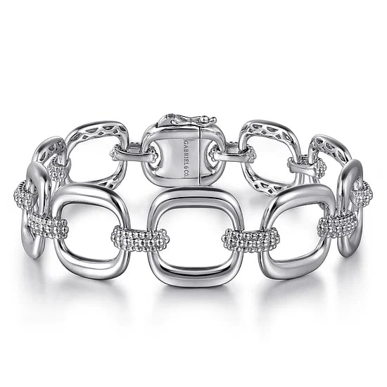 Gabriel & Co. Sterling Silver Square Open Link Chain Bracelet (7.0")