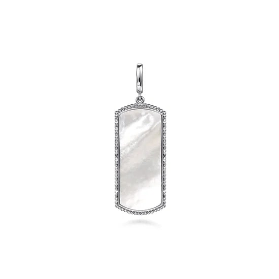 Gabriel & Co. Sterling Silver MOP Dog Tag Pendant (35mm)