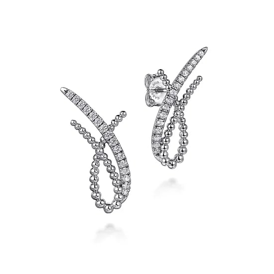 Gabriel & Co. Sterling Silver White Sapphire Beaded Freeform Stud Earrings