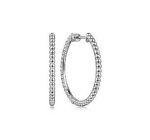 Gabriel & Co. Sterling Silver Medium Beaded Hoop Earrings (30mm)