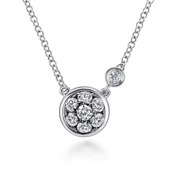 Gabriel & Co. Sterling Silver White Sapphire & Diamond Accent Cluster Pendant (17.5")