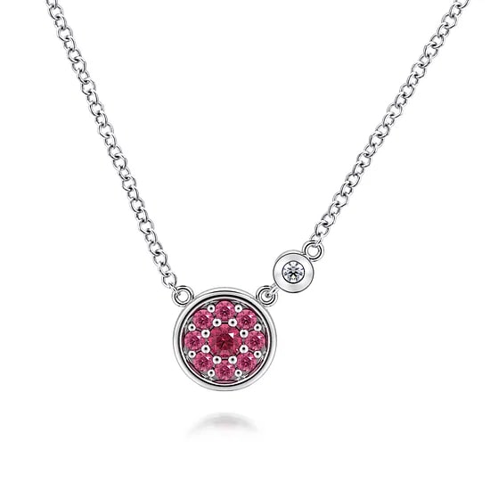 Gabriel & Co. Sterling Silver Pink Tourmaline & Diamond Accent Cluster Pendant (17.5")