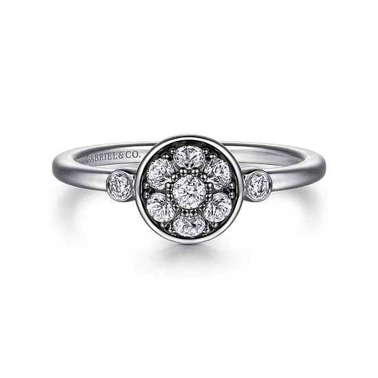 Gabriel & Co. Sterling Silver White Sapphire & Diamond Bezel Accent Cluster Ring - Size 6.5