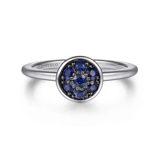 Gabriel & Co. Sterling Silver Blue Sapphire Cluster Ring - Size 6.5