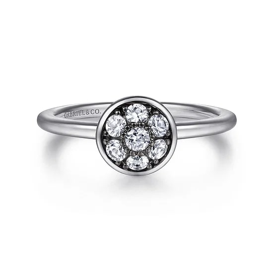 SS .32CTW WHT SAPPH CLUSTER RING SZ 6.5