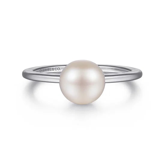 SS .48CT PEARL RING SZ 6.5