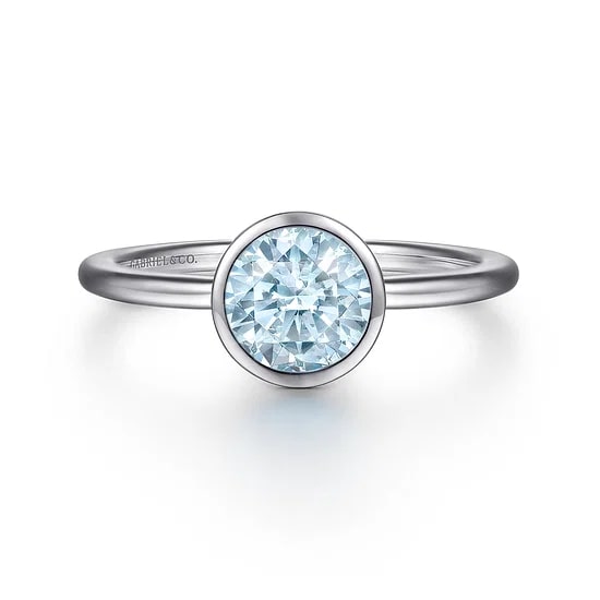 Gabriel & Co. Sterling Silver Aquamarine Bezel Set Ring - Size 6.5