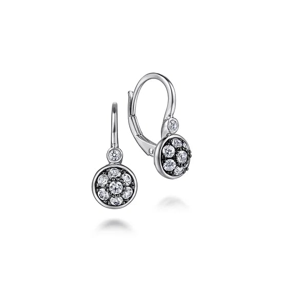 SS .64CTW WHT SAPPH .04CTW DIA BEZEL ACCENT LVRBCK EARR