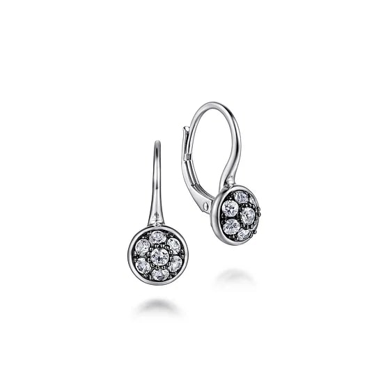 Gabriel & Co. Sterling Silver White Sapphire Cluster Leverback Earrings